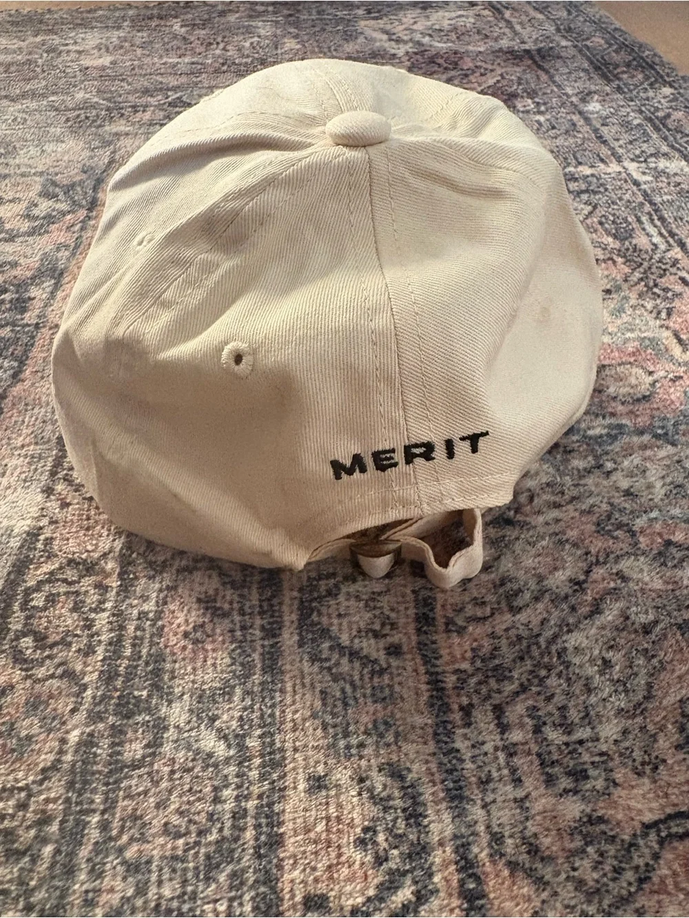 Merit Beauty - “Less is More” Embroidery - Minimalist Cream Baseball Cap (NEW)